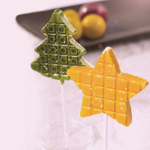 Форма для шок. "ЕЛКА, звездочка", на палочке, 8 ячеек (2 блистера по 4 ячейки), пластик 20L005